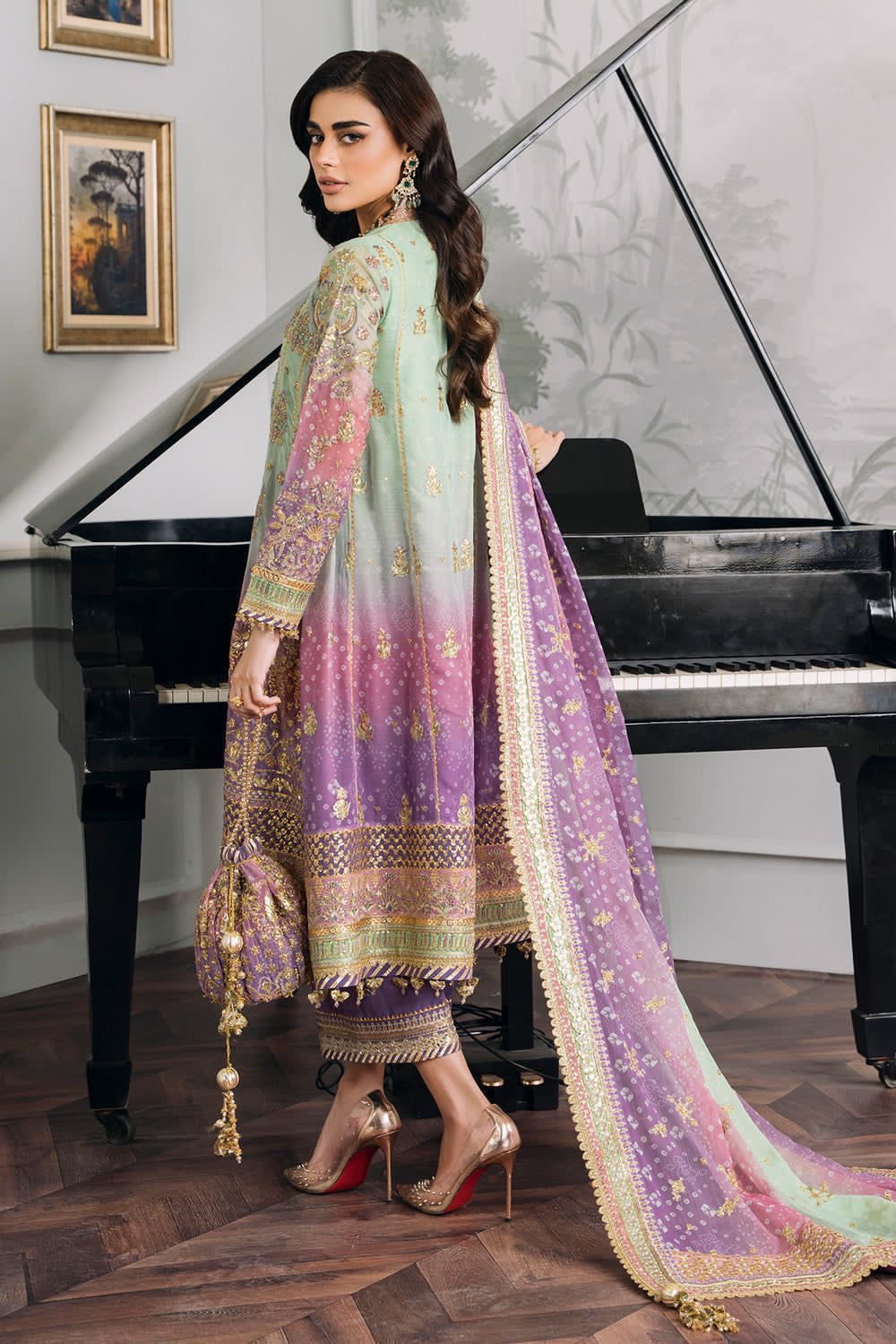 3 PIECE - EMBROIDERED CHIFFON