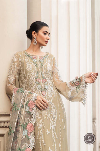 3 PIECE - EMBROIDERED CHIFFON