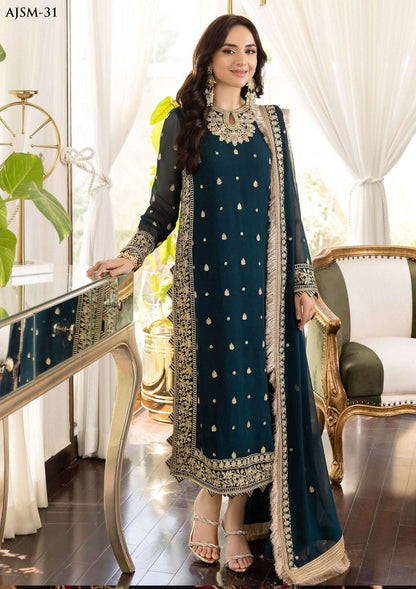 3 PIECE - EMBROIDERED CHIFFON