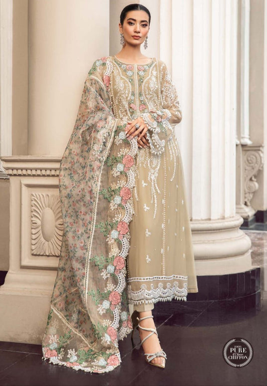 3 PIECE - EMBROIDERED CHIFFON